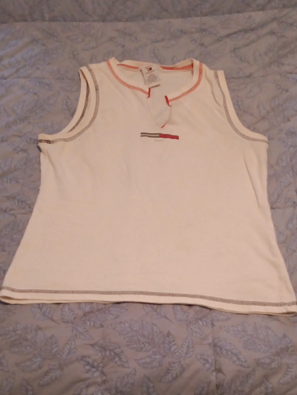 Tommy Hilfiger White Sleeveless Tank with Contrast Trim Size M